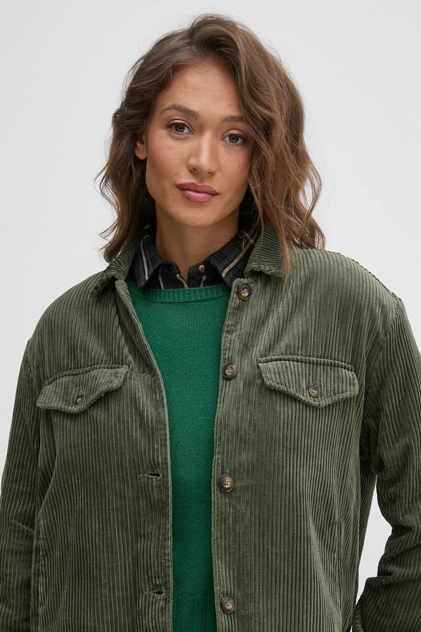 Вельветова куртка United Colors of Benetton колір зелений перехідна 2HKTDN06O