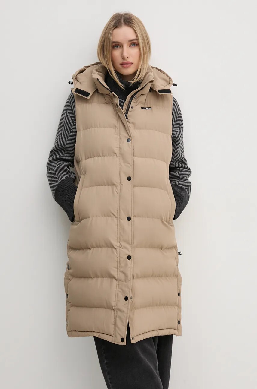 Безрукавка Pepe Jeans BIBI VEST жіноча колір бежевий зимова PL402439