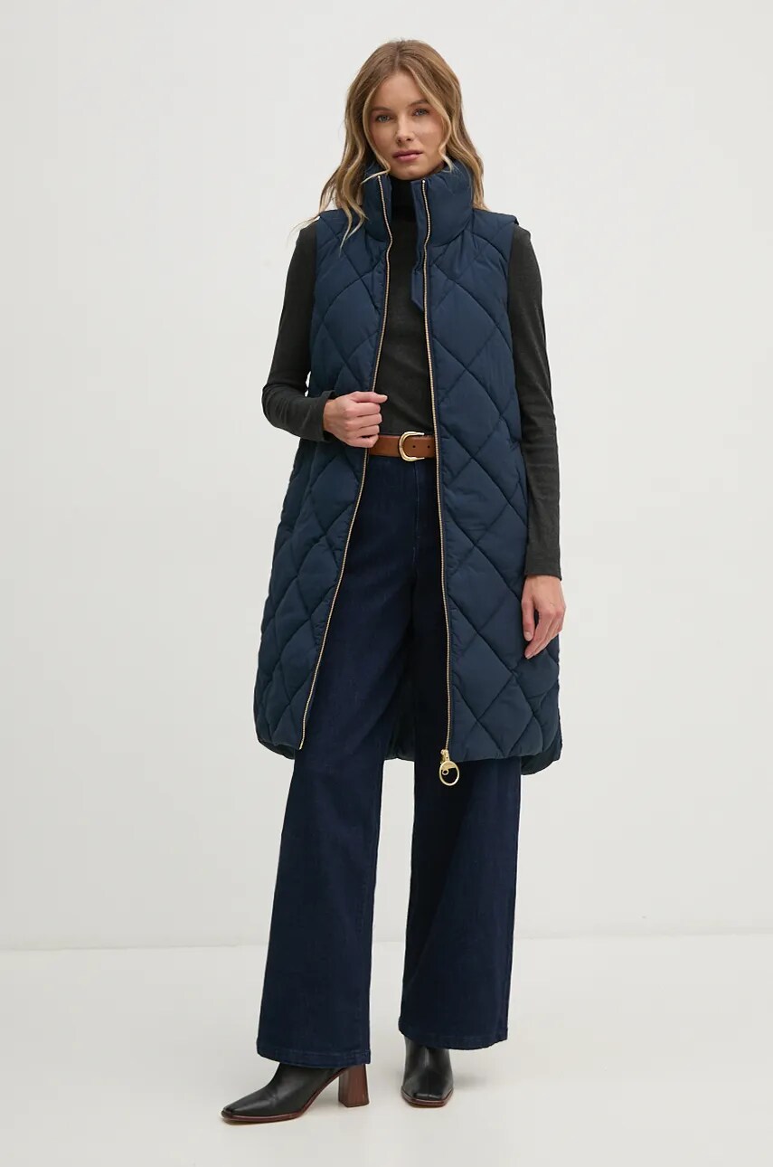 Безрукавка Barbour Leverton Puffer Gilet жіноча колір синій зимова LGI0171