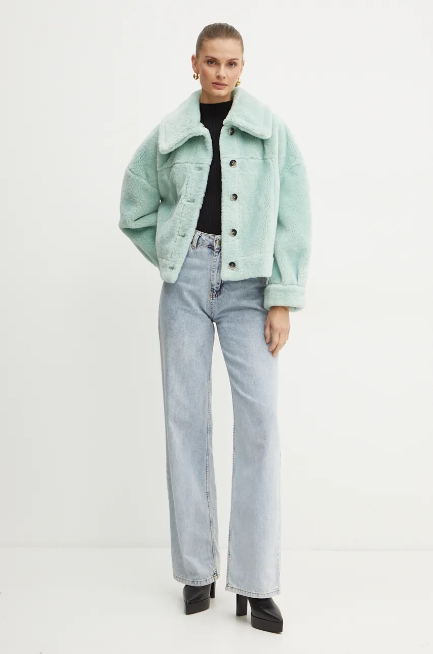 Куртка Twinset жіноча колір зелений перехідна oversize 242LI2LAA