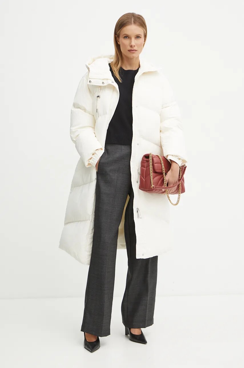 Куртка Boss Orange жіноча колір бежевий зимова oversize 50535645