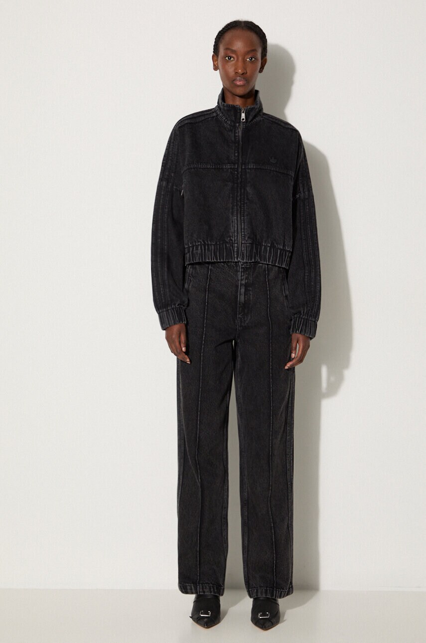 Джинсова куртка adidas Originals жіноча колір чорний перехідна oversize IW5759