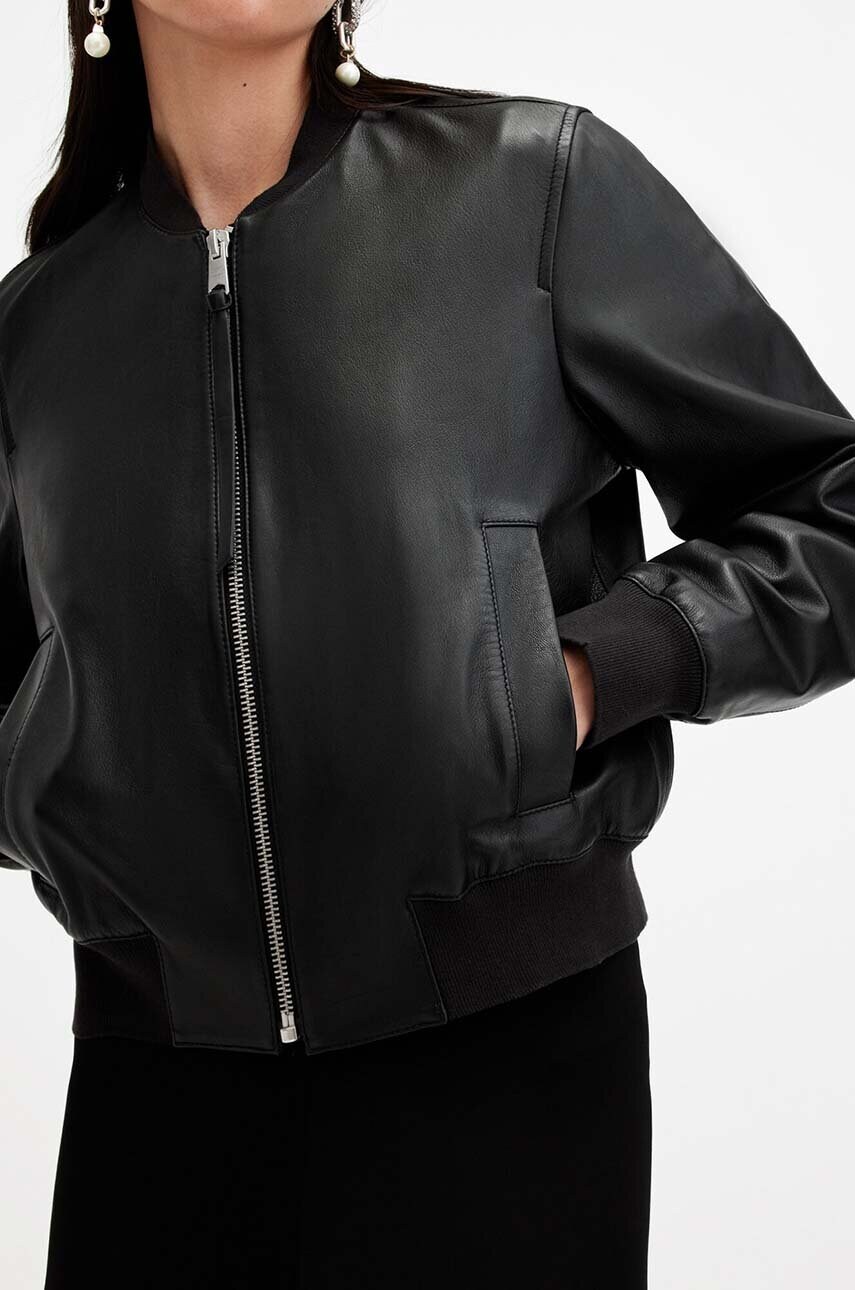 Шкіряна куртка AllSaints ORTEN BOMBER JACKET жіноча колір чорний перехідна W072LB