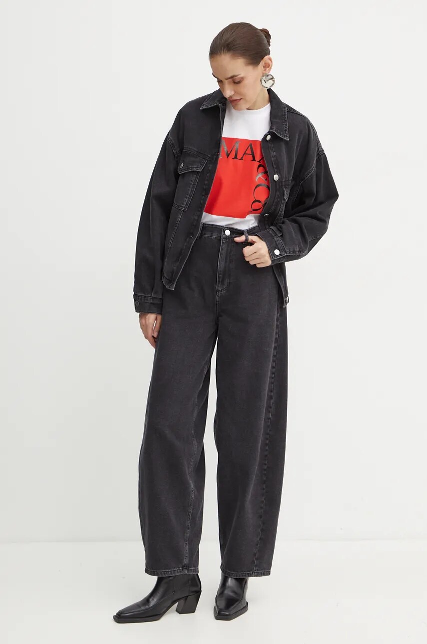 Джинсова куртка MAX&Co. жіноча колір чорний перехідна oversize 2426086033200