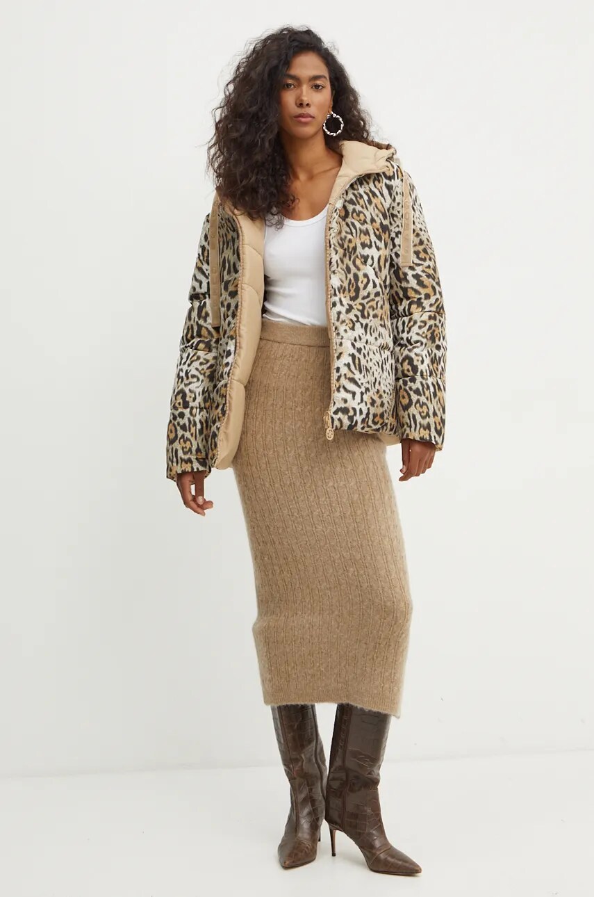 Двостороння куртка Guess EMELIE жіноча колір бежевий зимова oversize W4BL38 WGK12