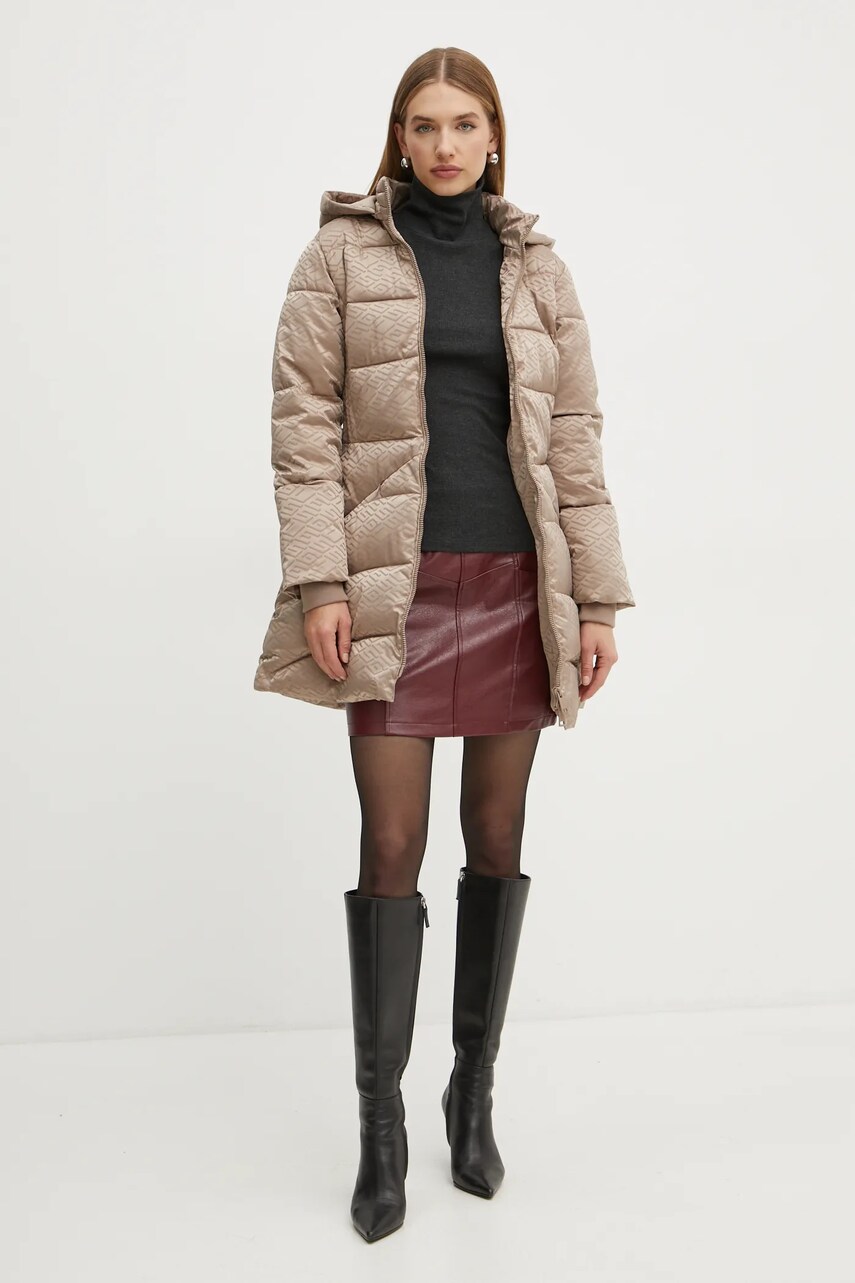 Куртка Guess SELINE жіноча колір коричневий зимова W4BL58 WGL72