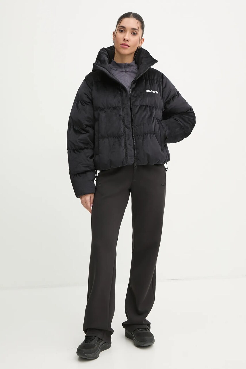 Пухова куртка adidas Originals Velvet Down Jacket жіноча колір чорний зимова IW8439