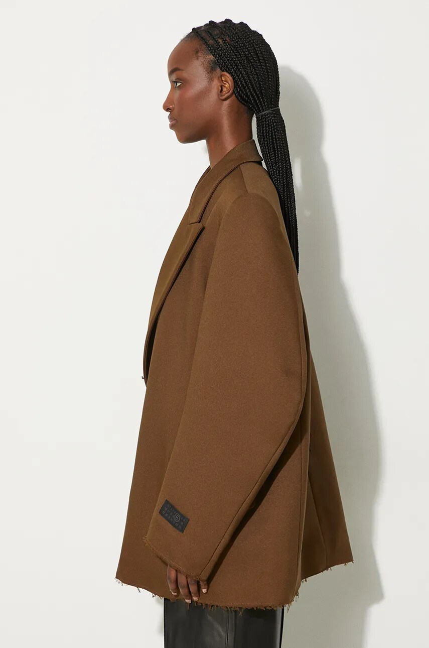 Пальто MM6 Maison Margiela колір зелений перехідне S62BN0106.M35222