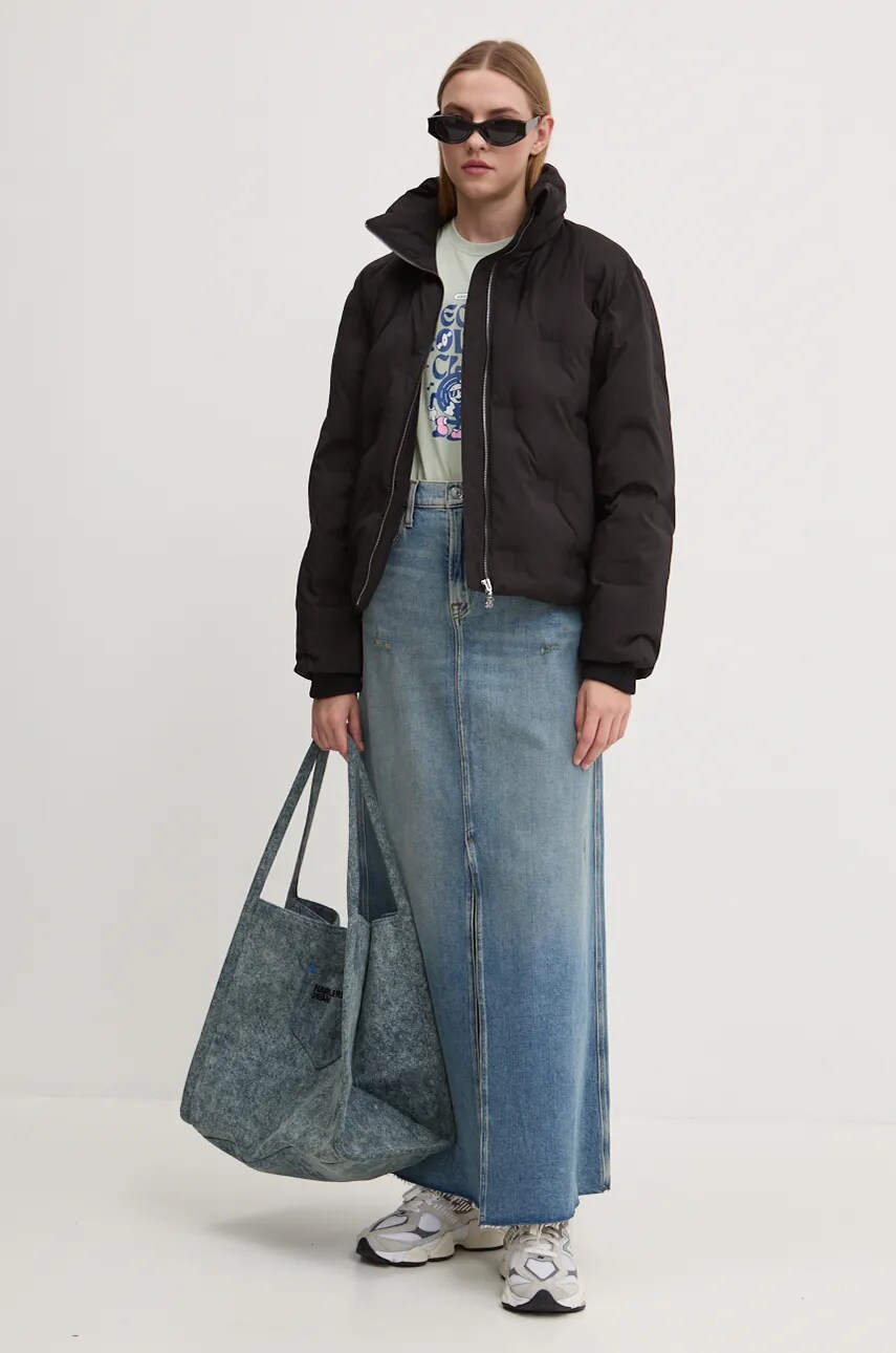 Куртка HUGO жіноча колір чорний зимова oversize 50523657