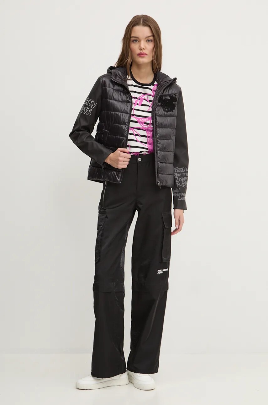 Куртка Desigual MICKEY MOUSE жіноча колір чорний перехідна 24WWEWBL