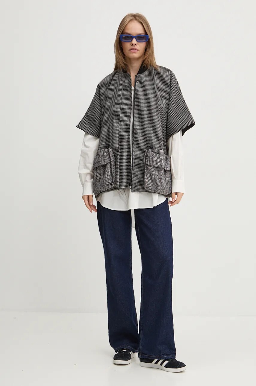 Куртка Desigual HARRINGA RICH жіноча колір сірий перехідна oversize 24WAIA02