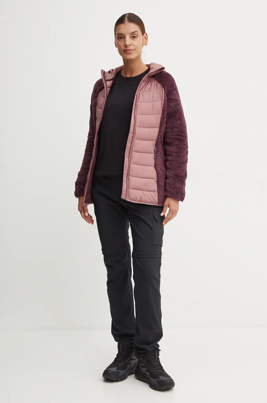 Спортивна куртка Columbia Powder Lite Sherpa Hybrid колір рожевий 2089521