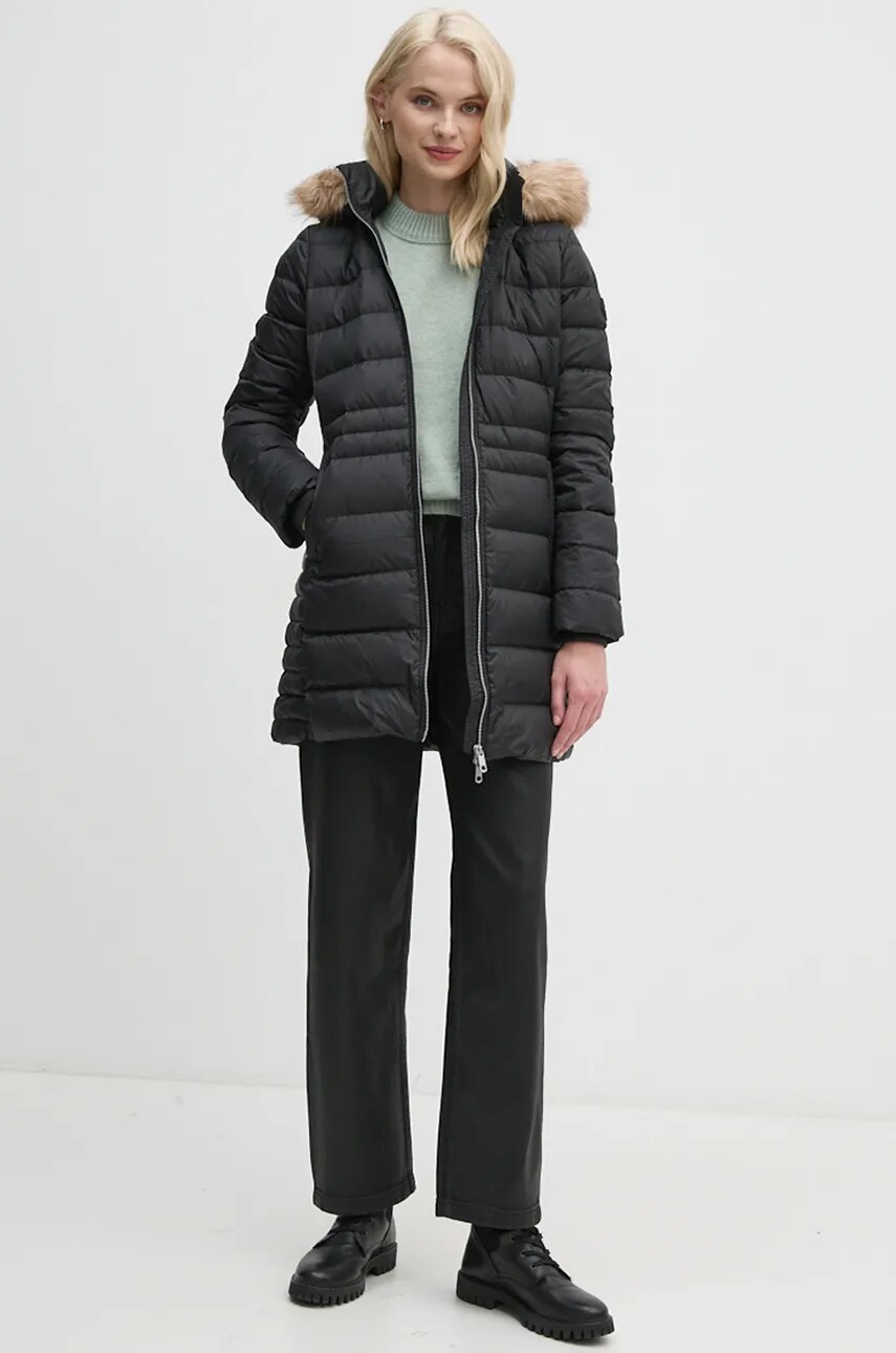 Пухова куртка Tommy Hilfiger жіноча колір чорний зимова WW0WW42742