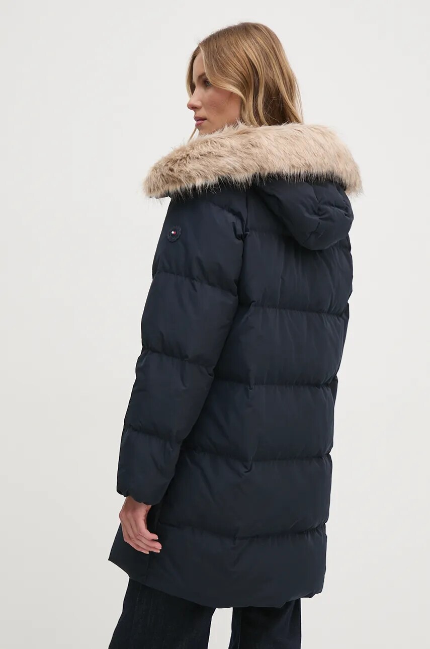 Пухова куртка Tommy Hilfiger жіноча колір синій зимова WW0WW42743