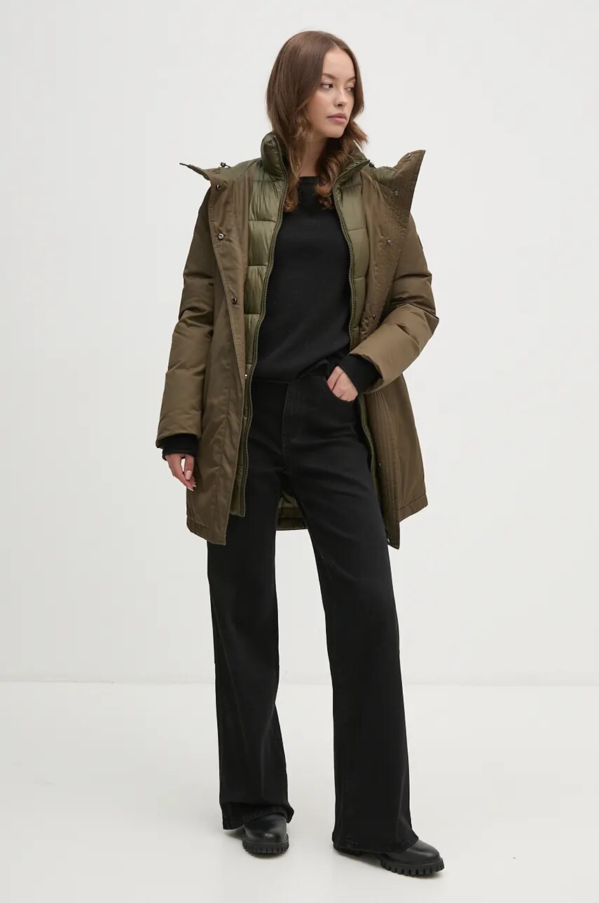 Куртка Tommy Hilfiger жіноча колір зелений зимова WW0WW43121