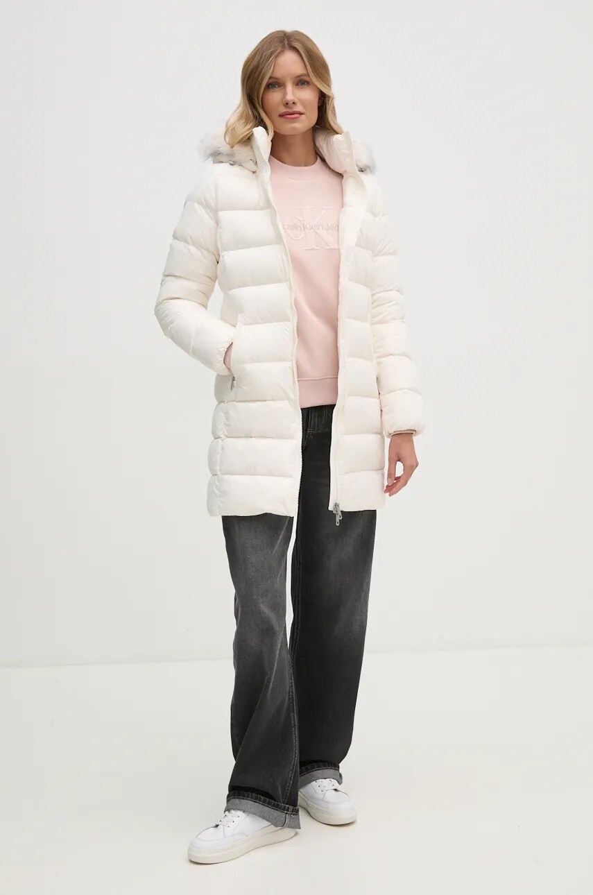 Пухова куртка Tommy Hilfiger жіноча колір бежевий зимова WW0WW43122