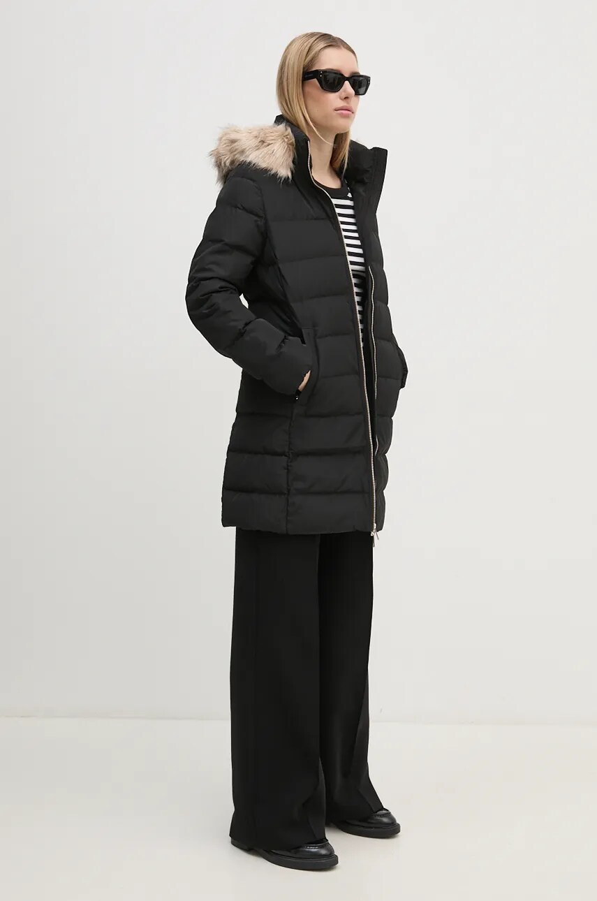 Пухова куртка Tommy Hilfiger жіноча колір чорний зимова WW0WW43234