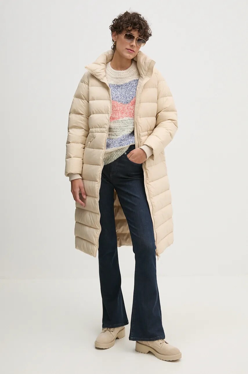 Пухова куртка Tommy Hilfiger жіноча колір бежевий зимова WW0WW43553