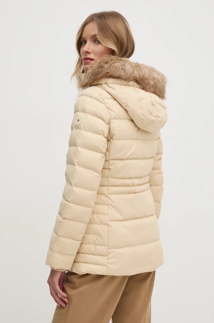 Пухова куртка Tommy Hilfiger жіноча колір бежевий зимова WW0WW42741