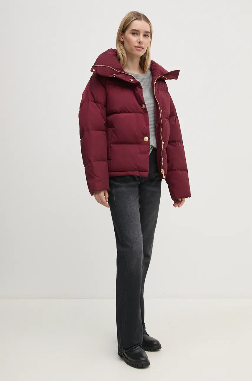 Пухова куртка Tommy Hilfiger жіноча колір бордовий зимова oversize WW0WW43158