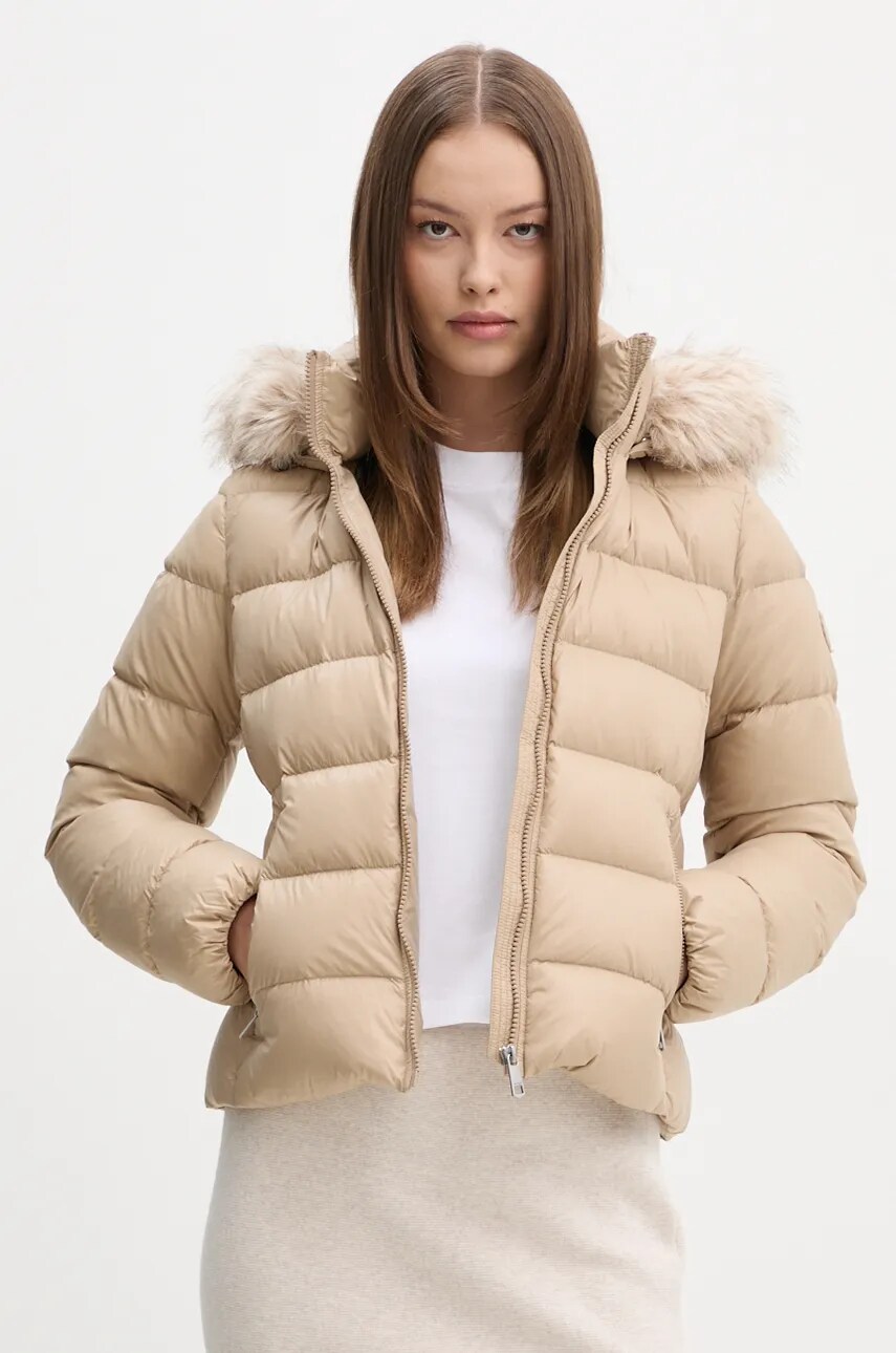 Пухова куртка Tommy Hilfiger жіноча колір бежевий зимова WW0WW43520