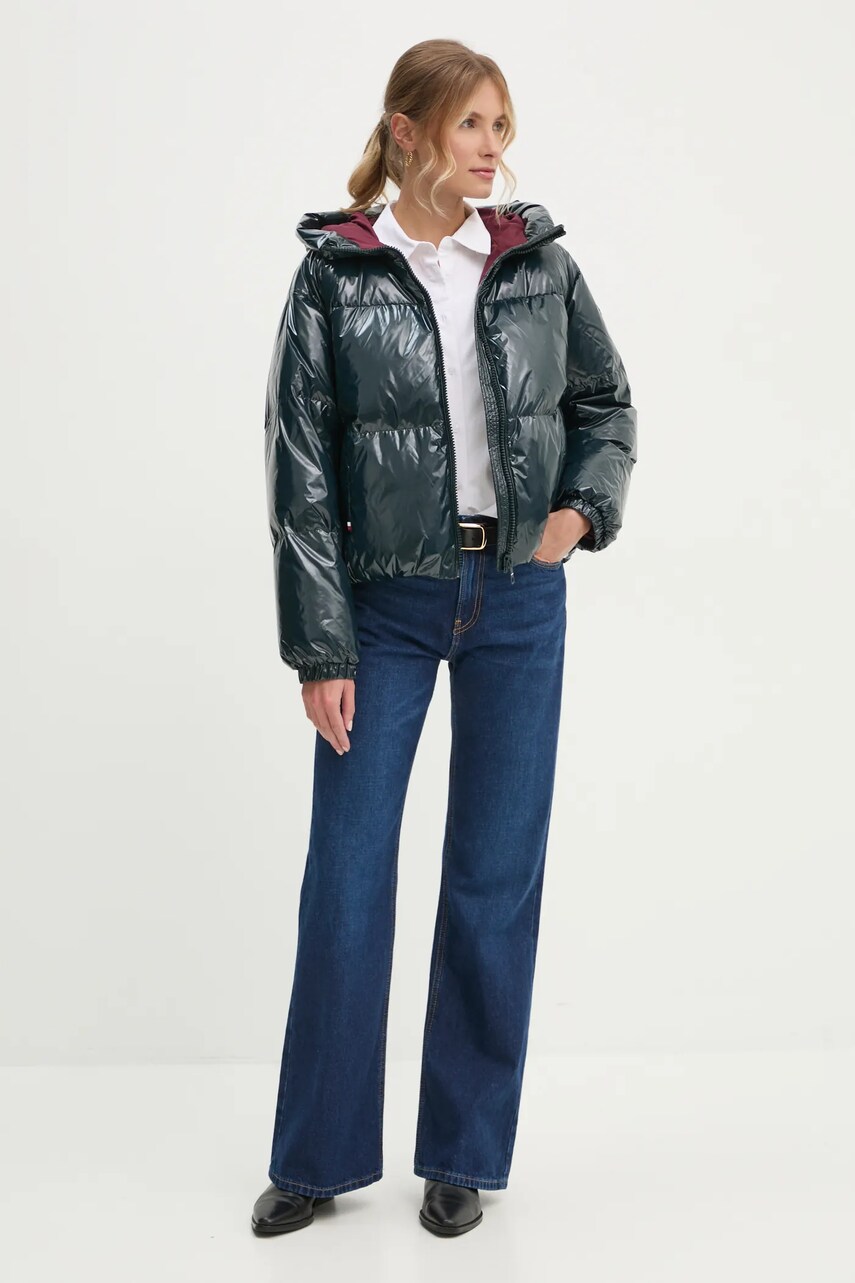 Пухова куртка Tommy Hilfiger жіноча колір зелений зимова oversize WW0WW43523