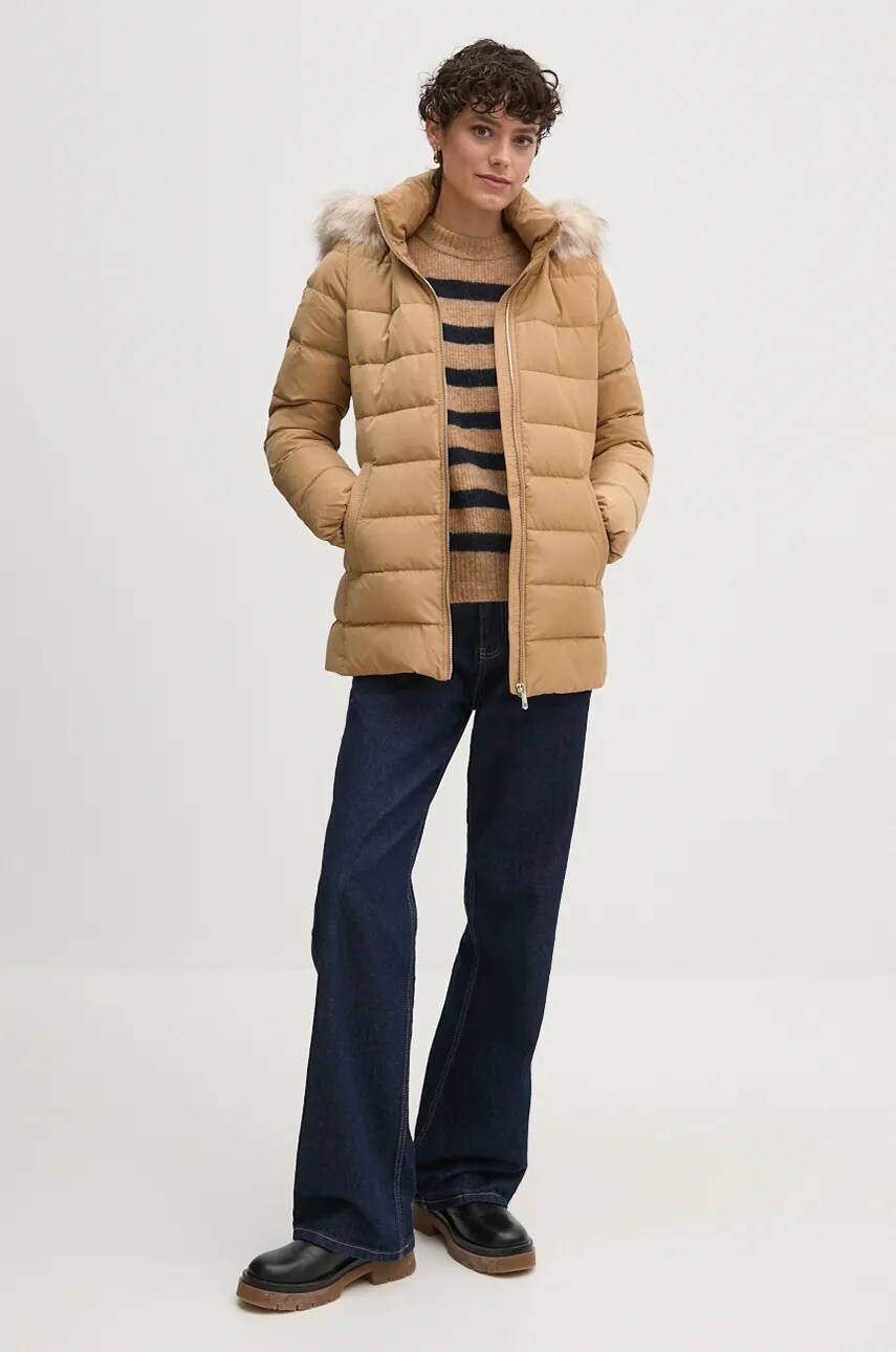 Куртка Tommy Hilfiger жіноча колір бежевий зимова WW0WW43600