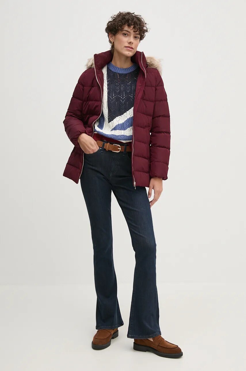 Куртка Tommy Hilfiger жіноча колір бордовий зимова WW0WW43600