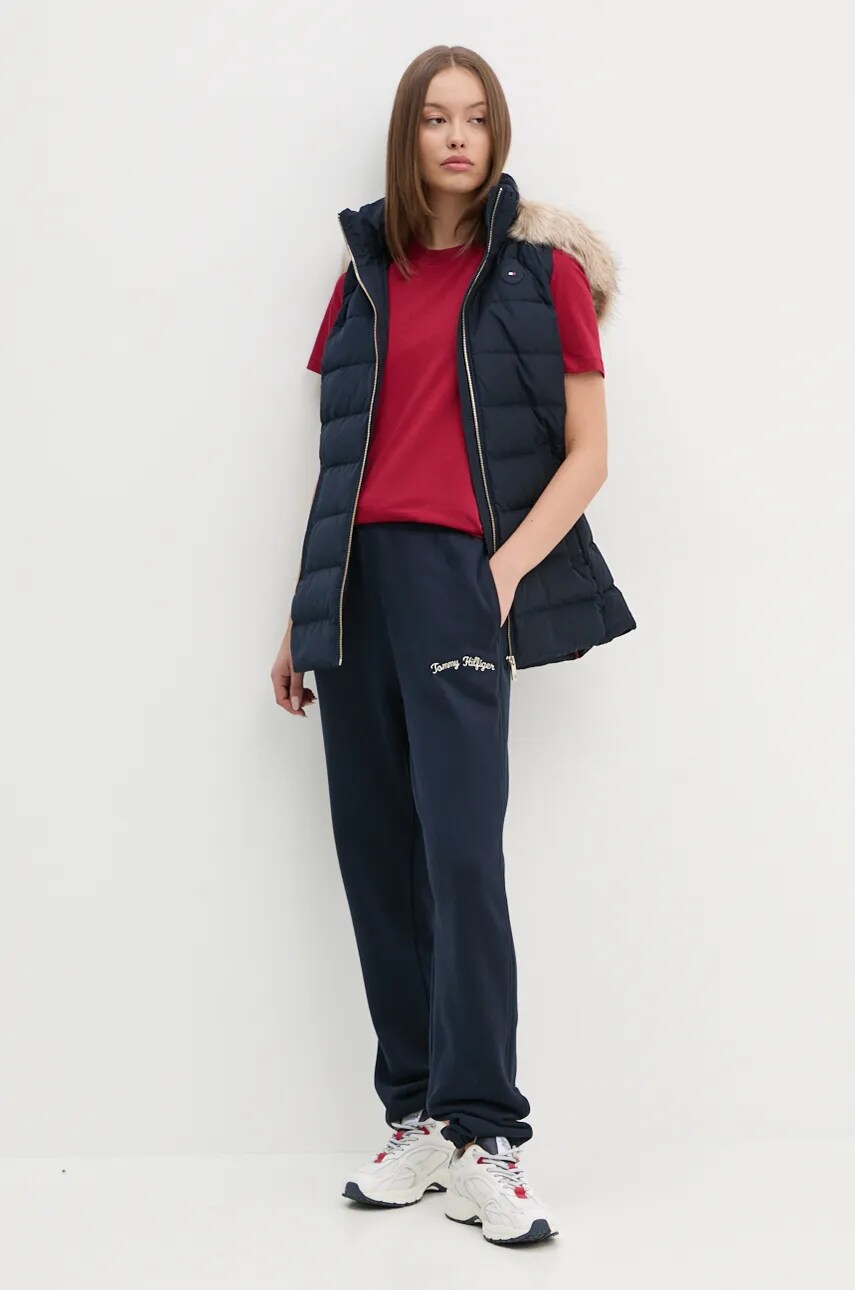 Пухова безрукавка Tommy Hilfiger жіноча колір синій зимова WW0WW43634