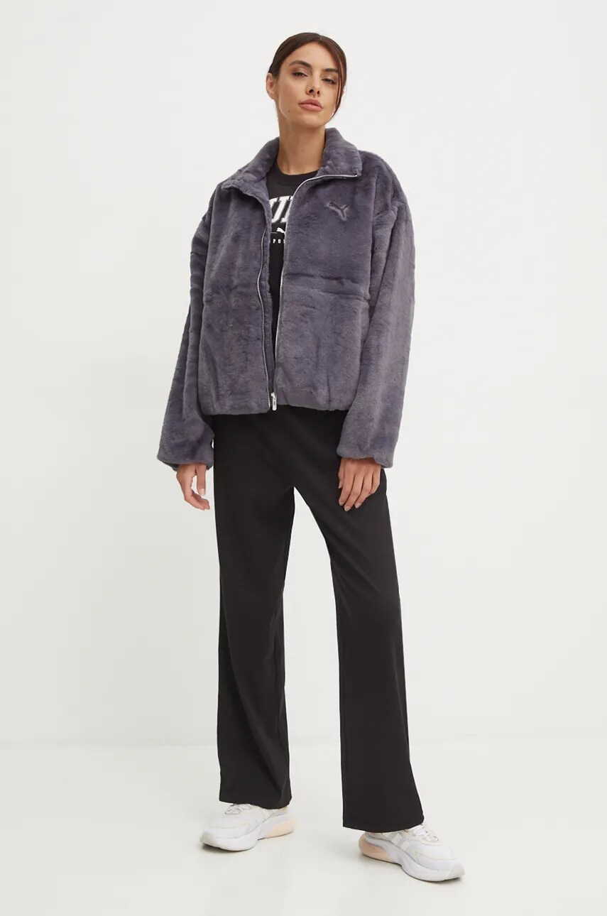 Куртка Puma жіноча колір сірий перехідна oversize 626517