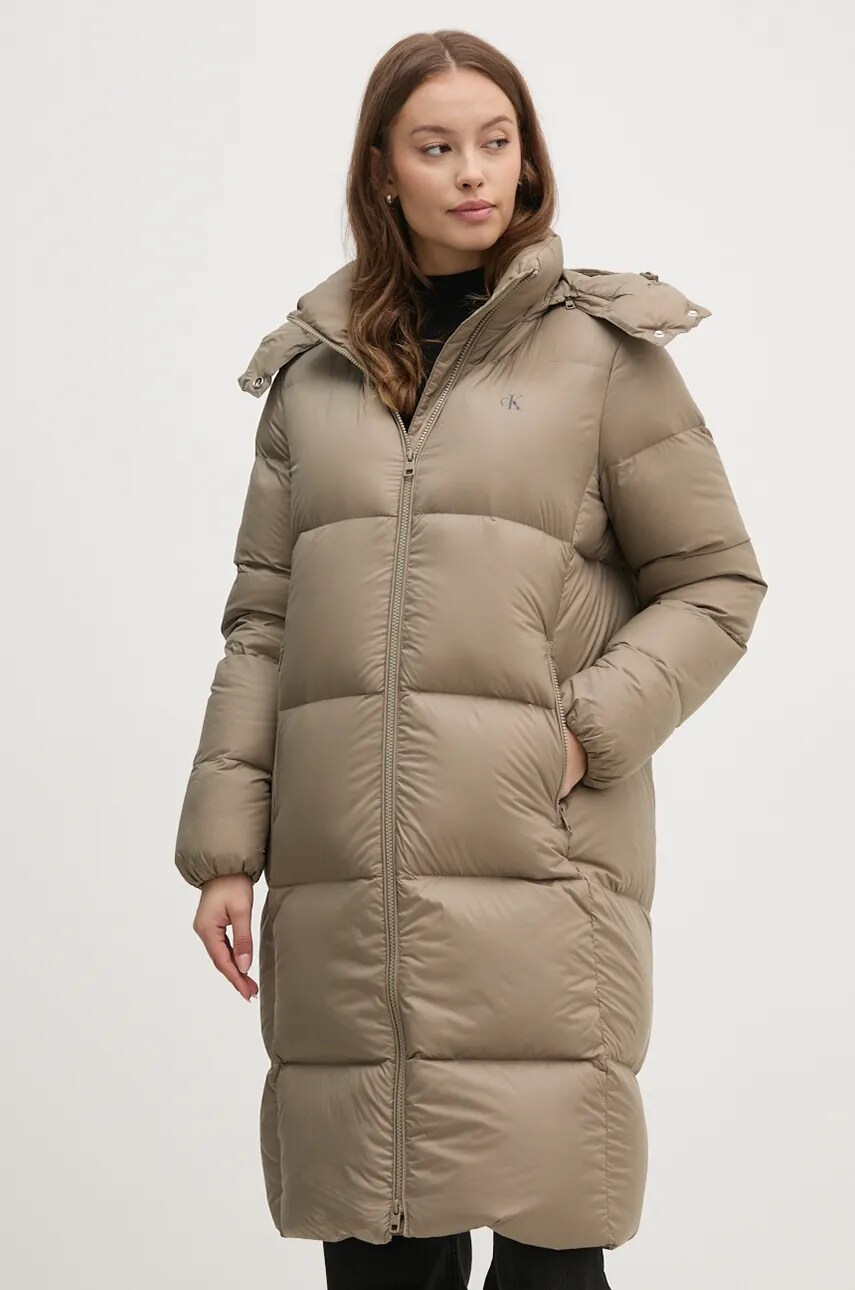 Пухова куртка Calvin Klein Jeans жіноча колір зелений зимова J20J224109