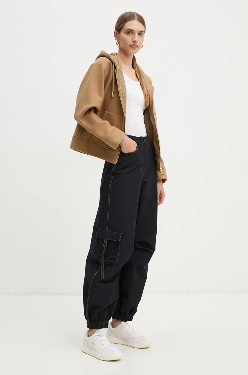 Вовняна куртка MICHAEL Michael Kors колір бежевий перехідна oversize MF420FKBQA