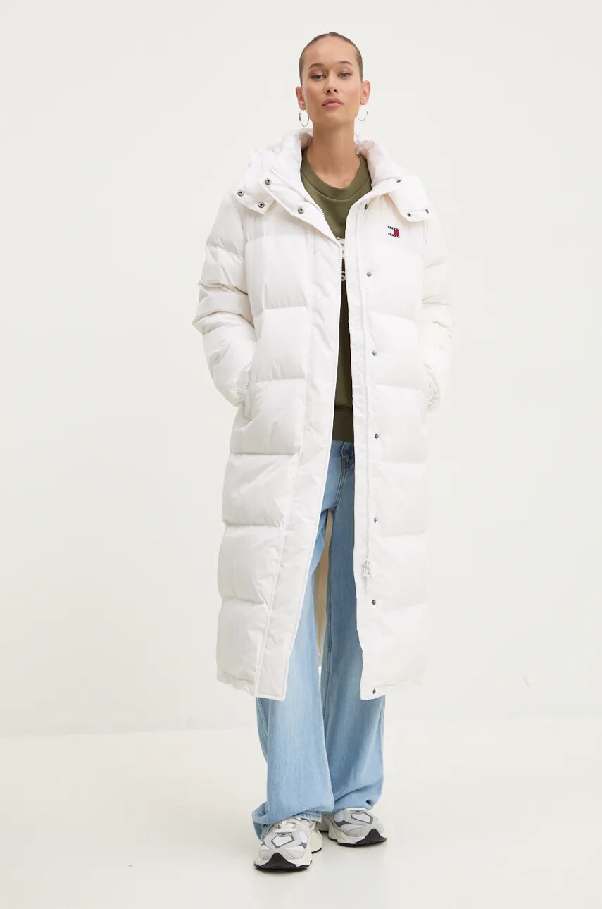 Пухова куртка Tommy Jeans жіноча колір білий зимова oversize DW0DW18860