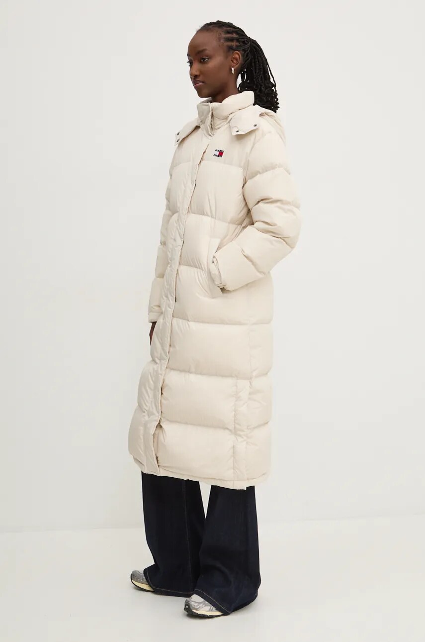 Пухова куртка Tommy Jeans жіноча колір бежевий зимова oversize DW0DW18860