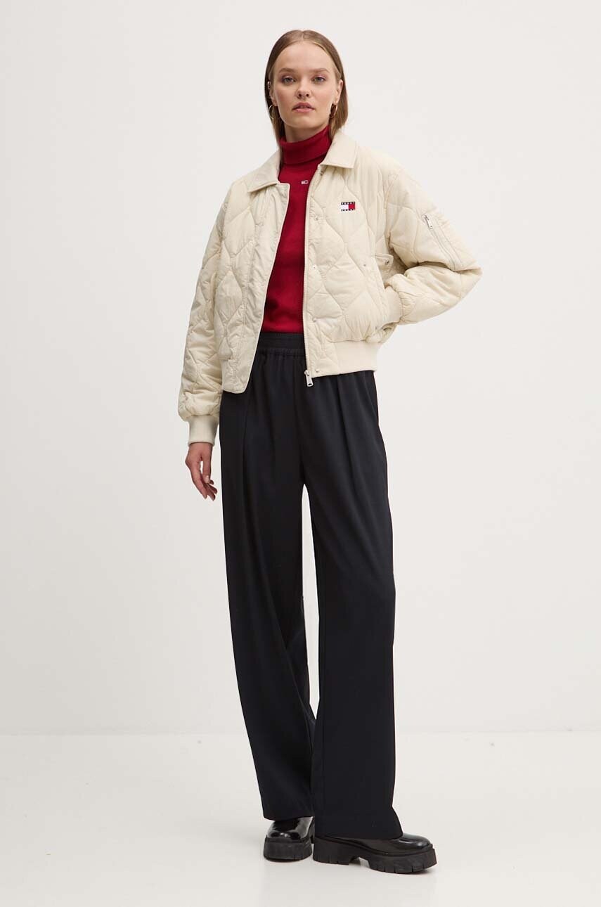 Куртка Tommy Jeans жіноча колір бежевий зимова oversize DW0DW18839