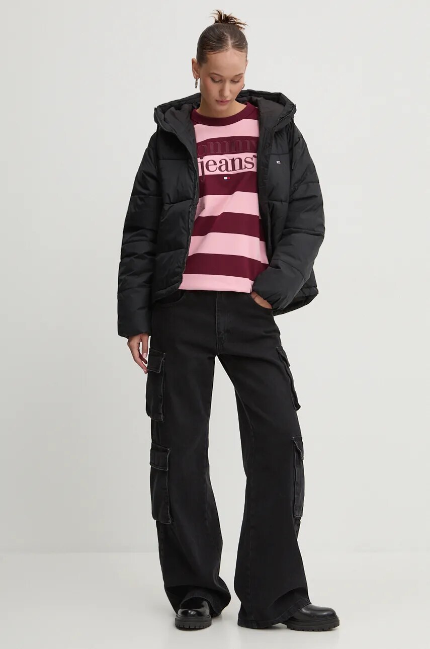 Куртка Tommy Jeans жіноча колір чорний перехідна DW0DW18841