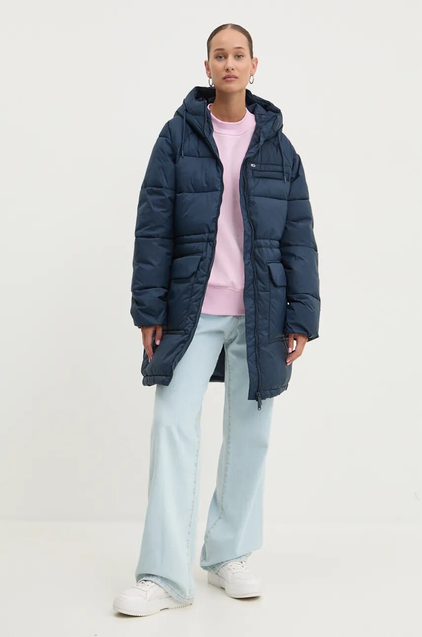 Куртка Tommy Jeans жіноча колір синій зимова DW0DW18842