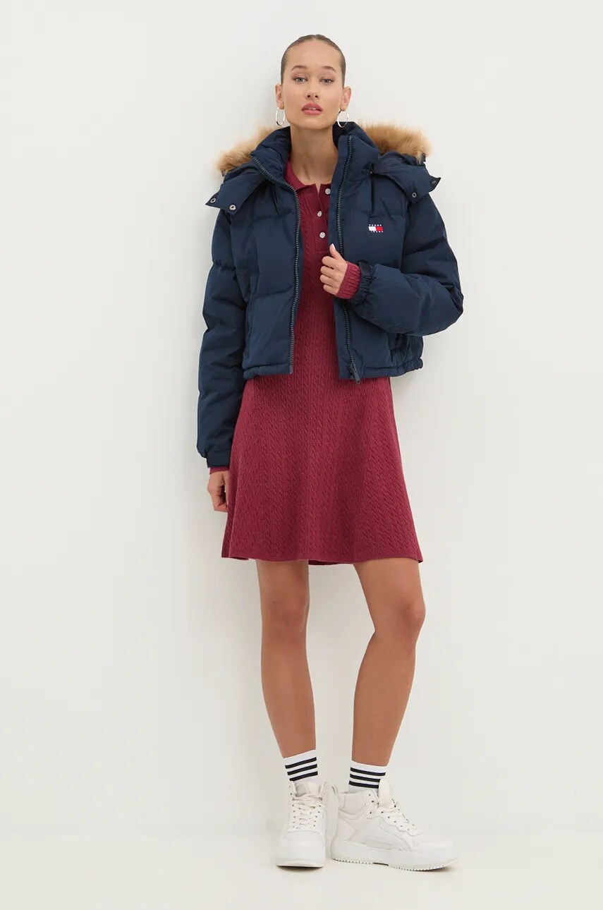 Куртка Tommy Jeans жіноча колір синій зимова DW0DW19687