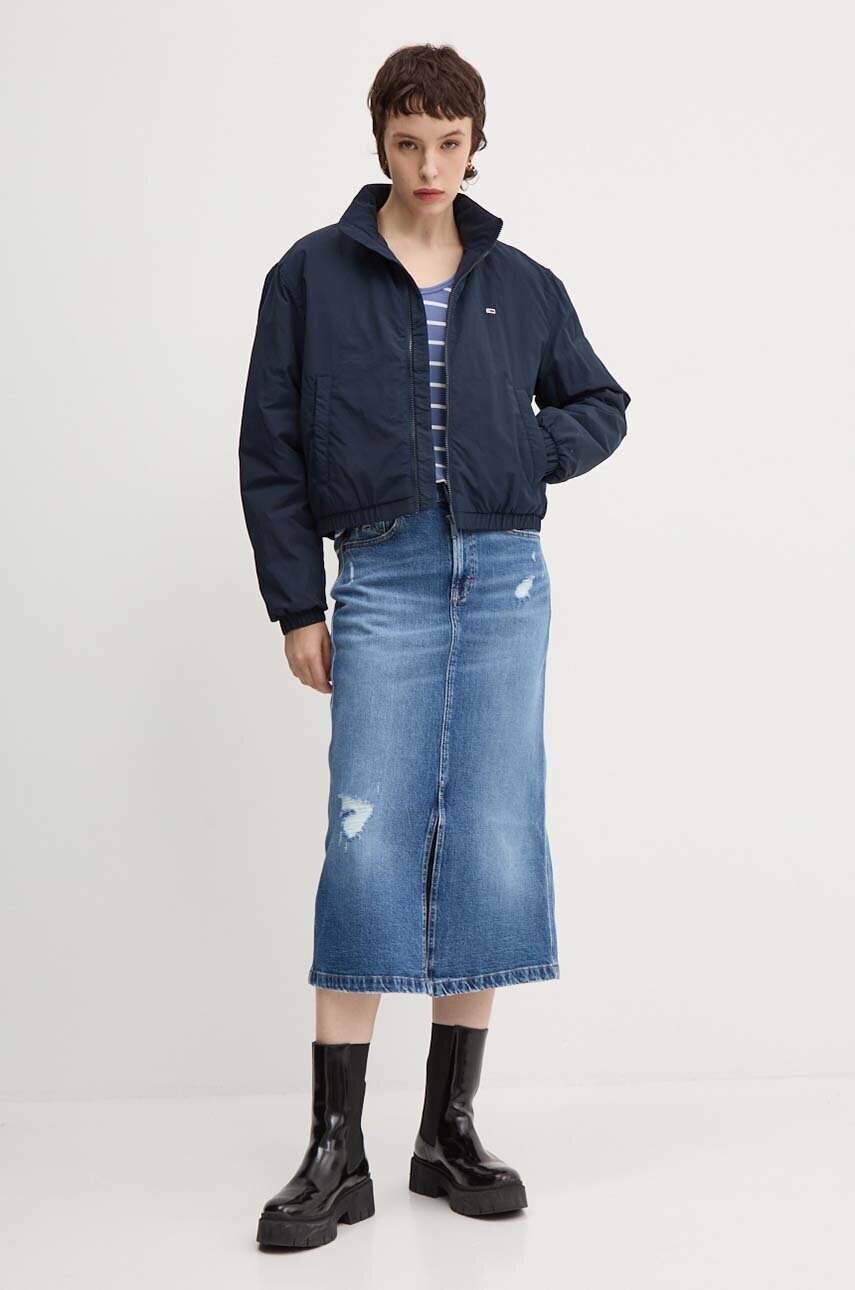 Куртка Tommy Jeans жіноча колір синій перехідна oversize DW0DW19688