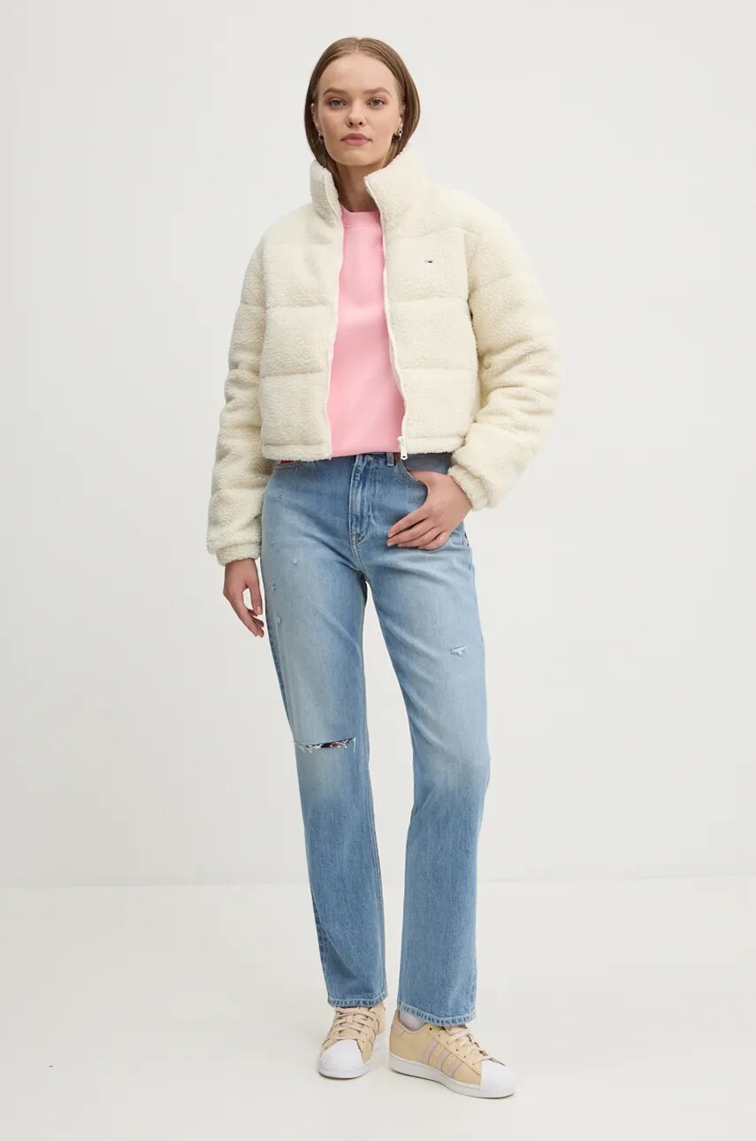 Куртка Tommy Jeans жіноча колір бежевий перехідна oversize DW0DW19689