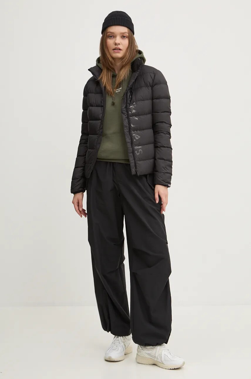 Пухова куртка Tommy Jeans жіноча колір чорний перехідна DW0DW20388