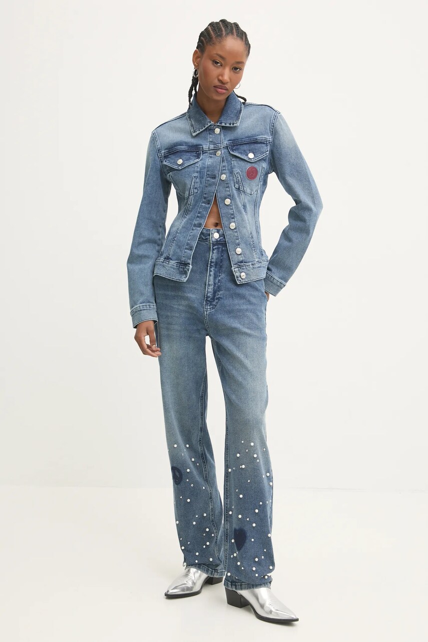 Джинсова куртка Moschino Jeans жіноча колір синій перехідна A0510 8721