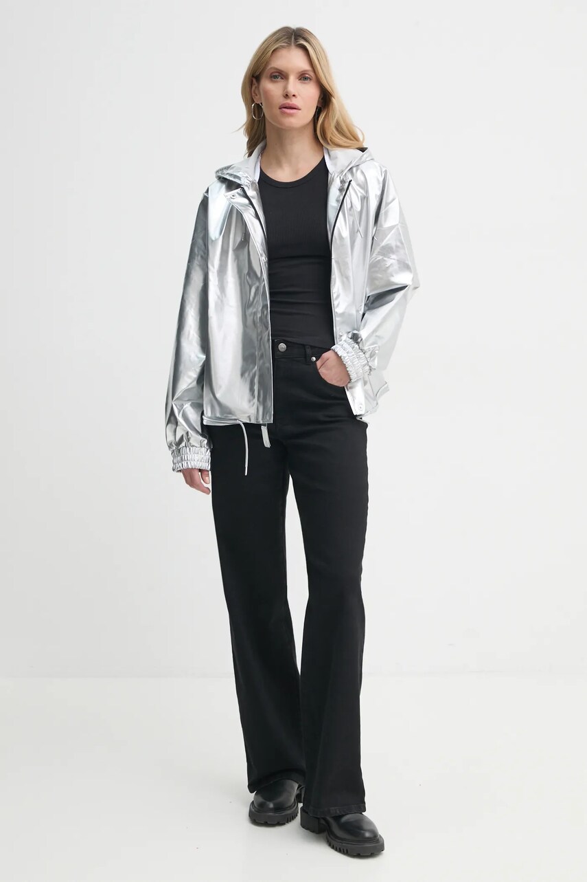 Дощовик Rains String W Jacket W3 жіноча колір срібний перехідна oversize 18040-51