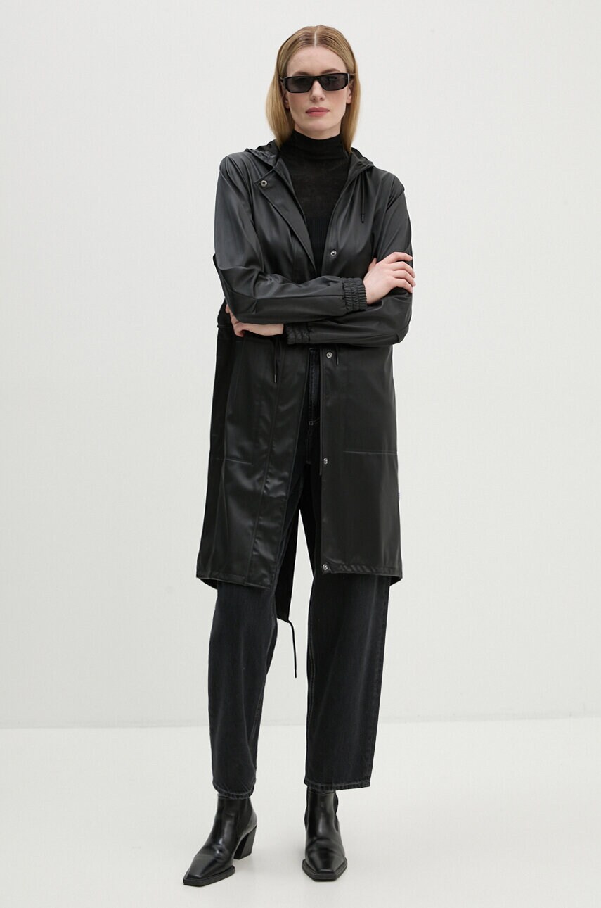 Парка Rains String W Parka W3 жіноча колір чорний перехідна 18550-84