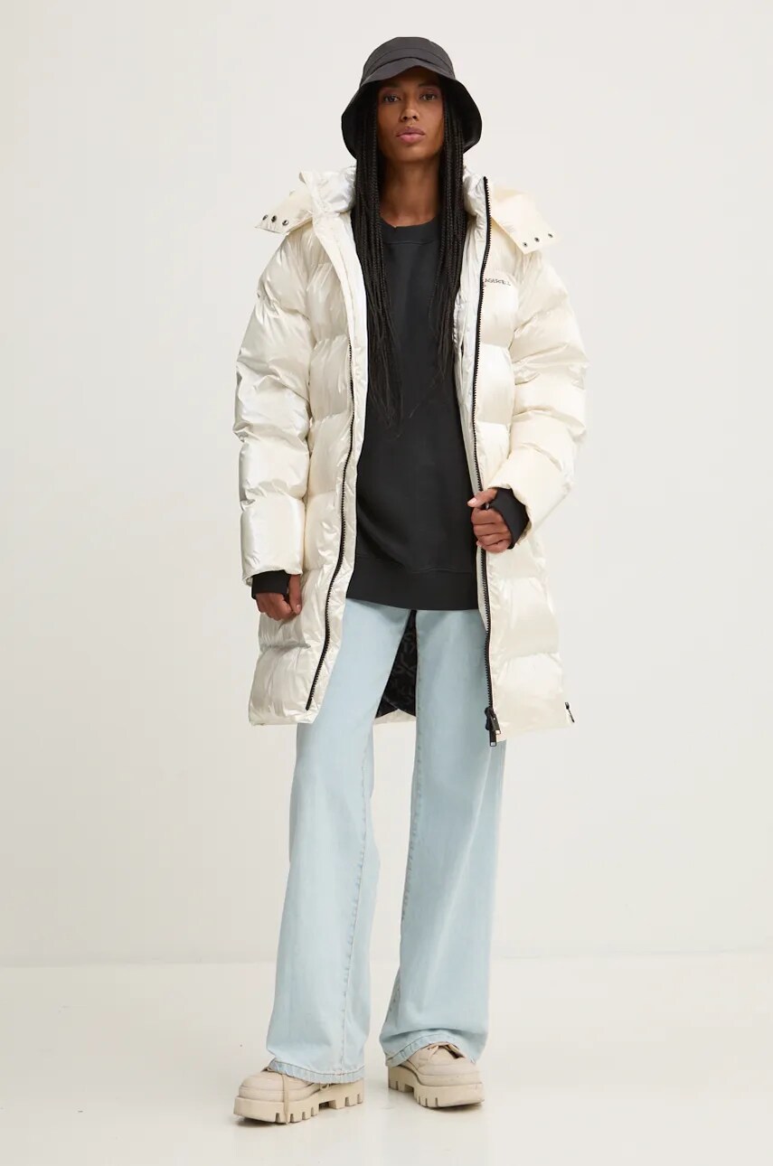 Куртка Karl Lagerfeld Jeans жіноча колір бежевий зимова oversize 246J1506