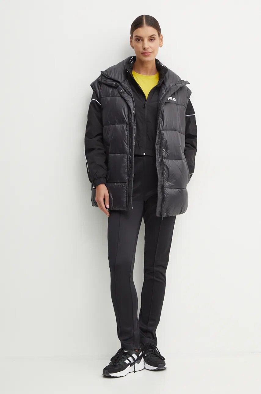 Куртка Fila Laplace жіноча колір чорний перехідна oversize FAW0890