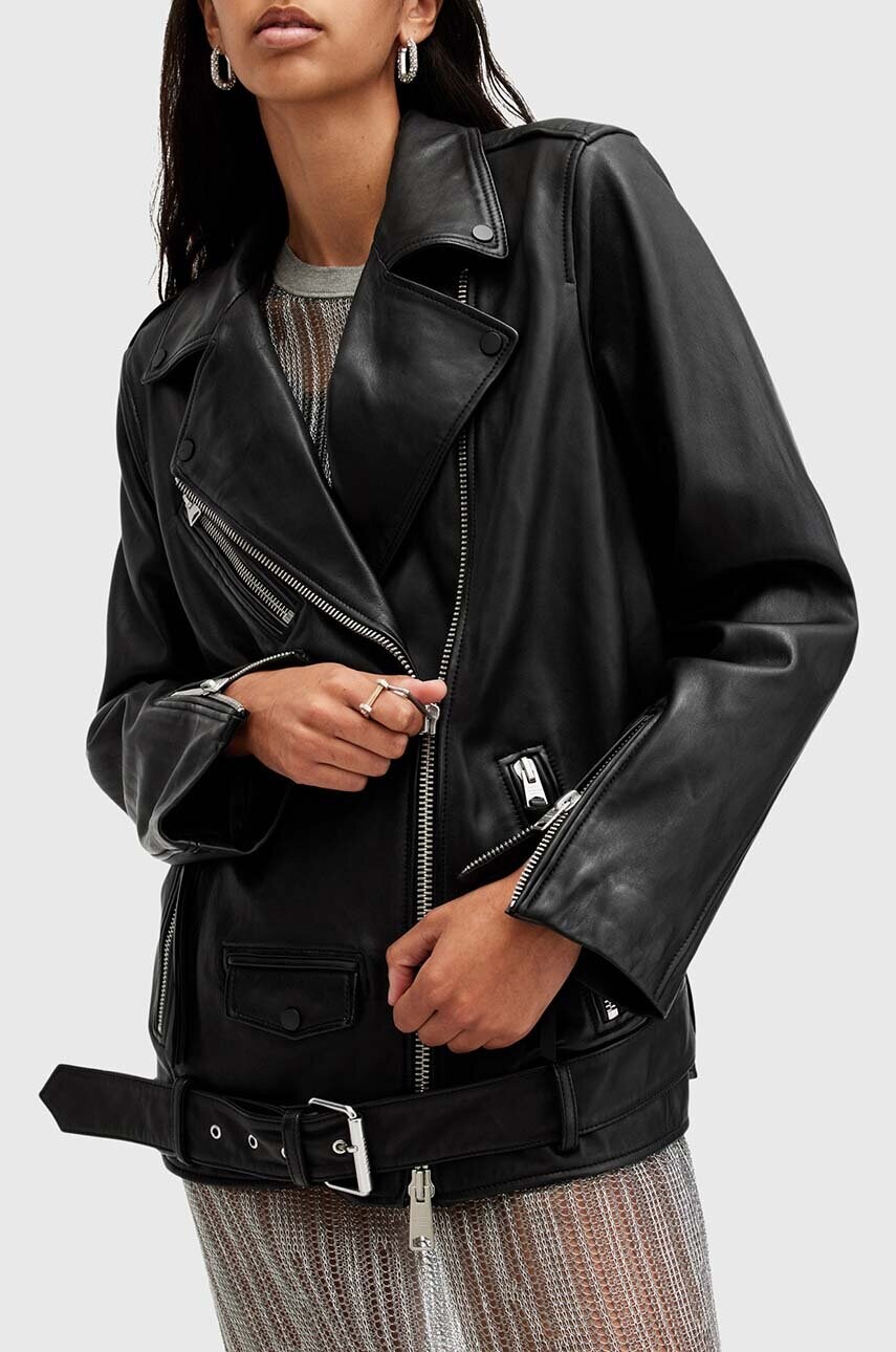 Шкіряна куртка AllSaints BILLIE жіноча колір чорний перехідна W091LB