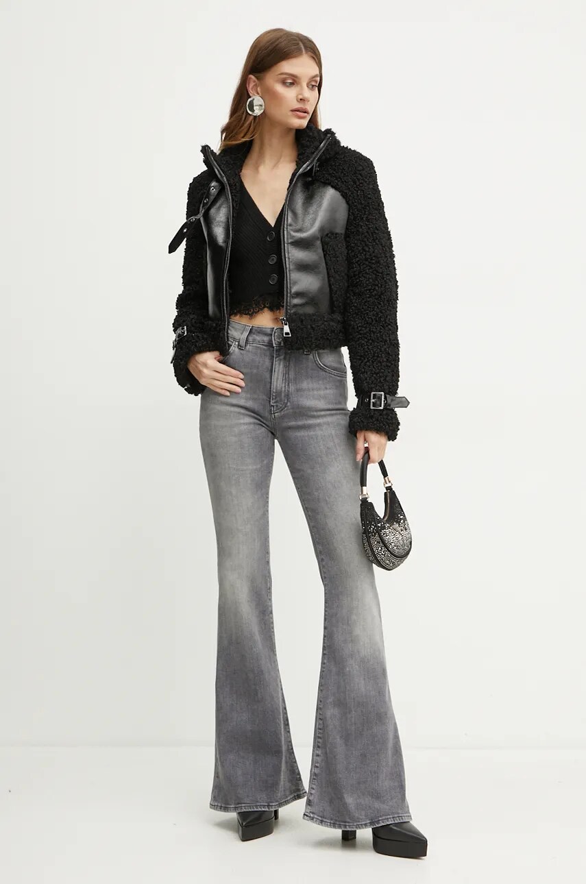 Куртка Karl Lagerfeld жіноча колір чорний перехідна oversize 246W1507
