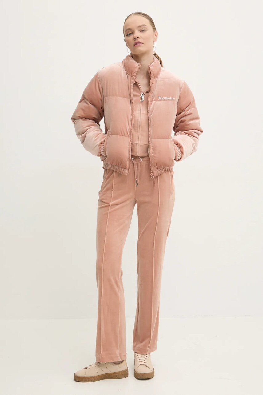 Велюрова куртка Juicy Couture MARGO PUFFER колір коричневий зимова JCOIJ224556