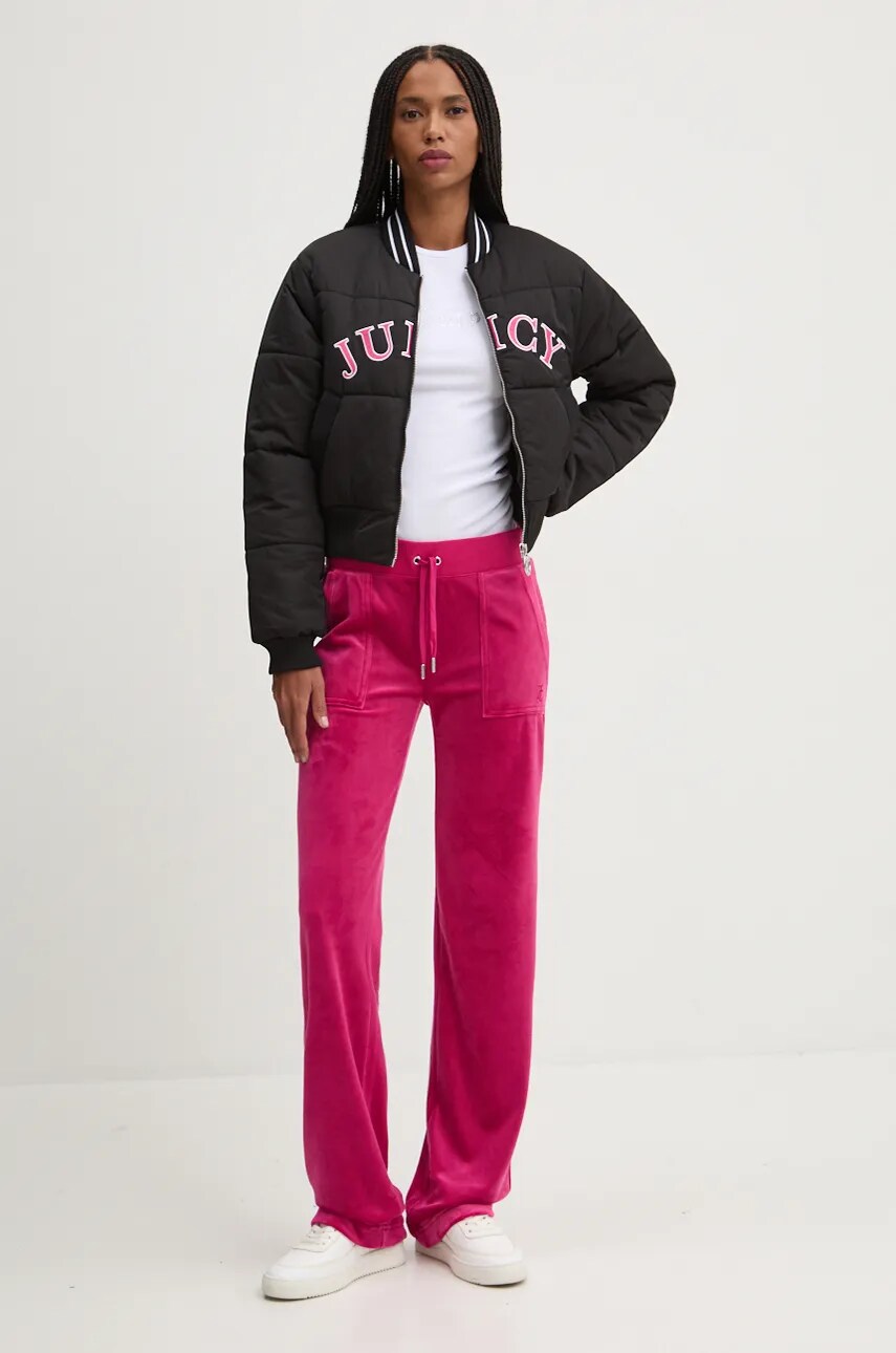 Куртка-бомбер Juicy Couture KELSEY PUFFER жіноча колір чорний перехідна JCOIJ224557